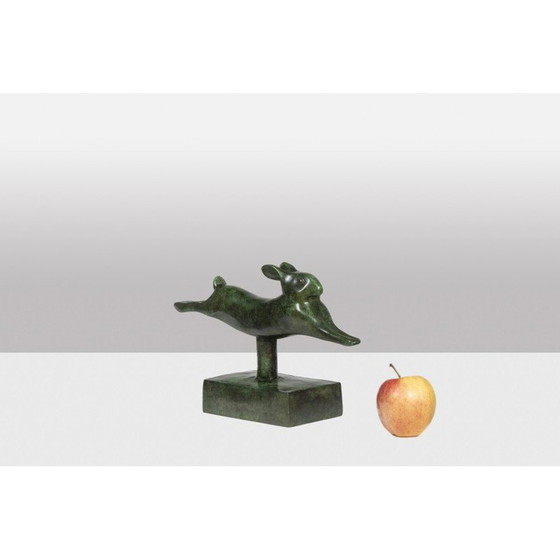 Image 1 of Vintage sculpture "Running Rabbit" in bronze and cast iron by François Pompon for Atelier Valsuani, 2006