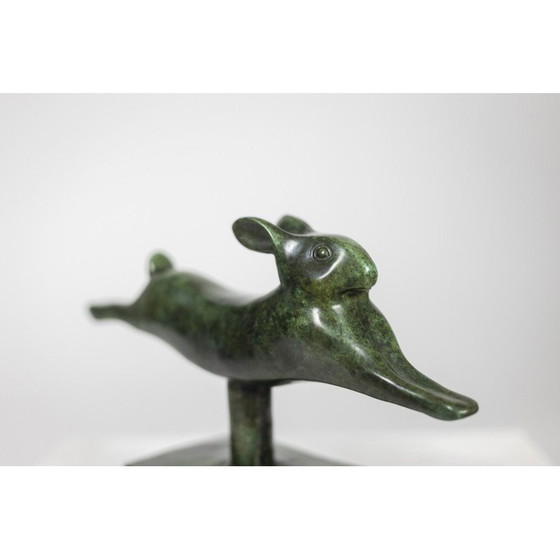 Image 1 of Vintage sculpture "Running Rabbit" in bronze and cast iron by François Pompon for Atelier Valsuani, 2006