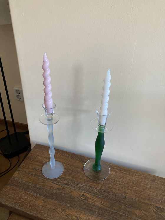 Image 1 of 2x Orrefors Celeste candlesticks