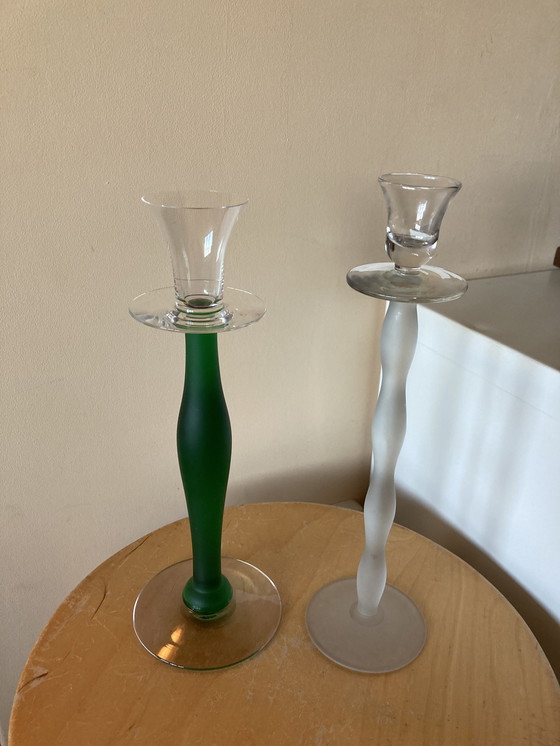 Image 1 of 2x Orrefors Celeste candlesticks