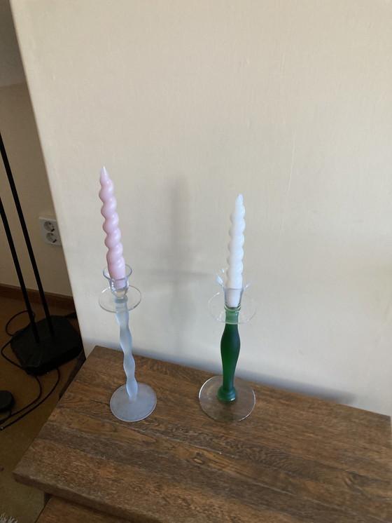 Image 1 of 2x Orrefors Celeste candlesticks