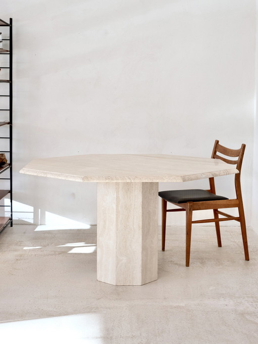 Octagonal Travertine Table