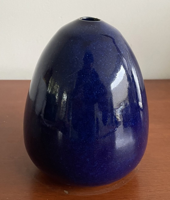 Image 1 of Ed Meissenberg - Artificial Ceramic Blue Conical Vase