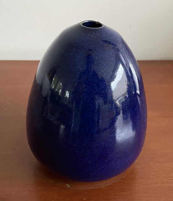 Image 1 of Ed Meissenberg - Artificial Ceramic Blue Conical Vase