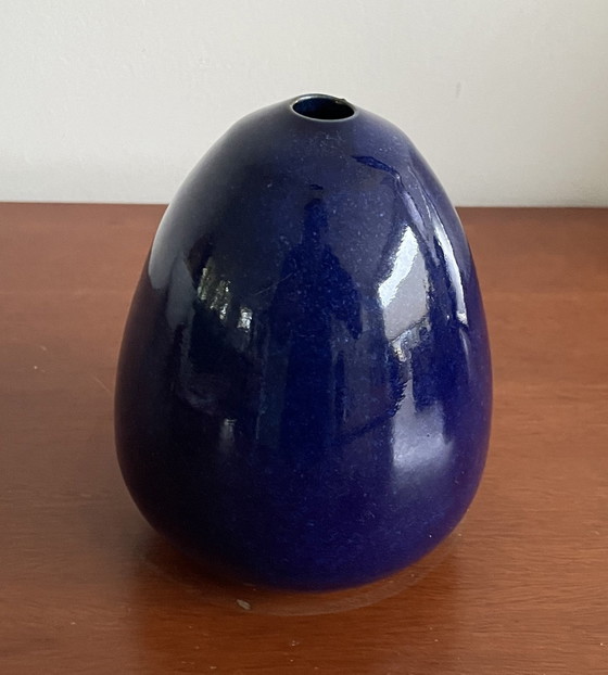 Image 1 of Ed Meissenberg - Artificial Ceramic Blue Conical Vase