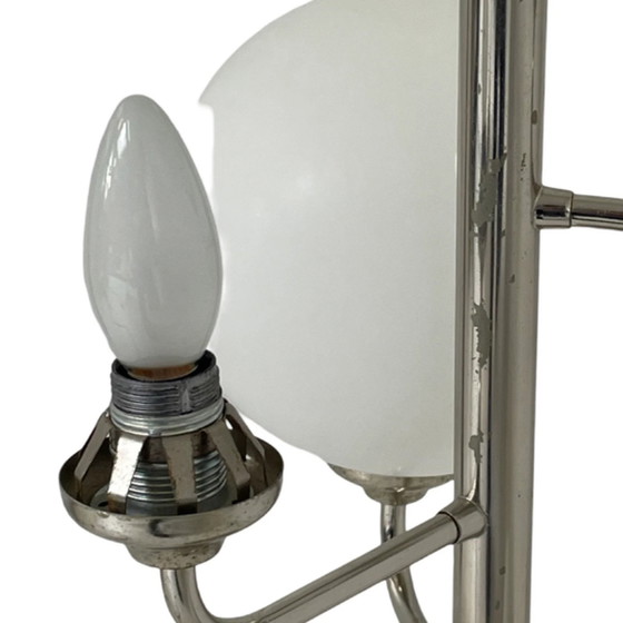 Image 1 of Bauhaus style table lamp with opaline top spheres. In the style of Wortmann & Filz but as this piece has no markings we can not 