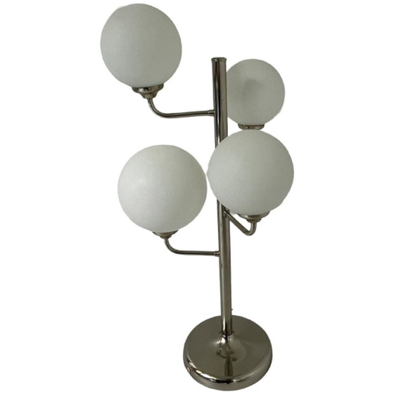 Image 1 of Bauhaus style table lamp with opaline top spheres. In the style of Wortmann & Filz but as this piece has no markings we can not 