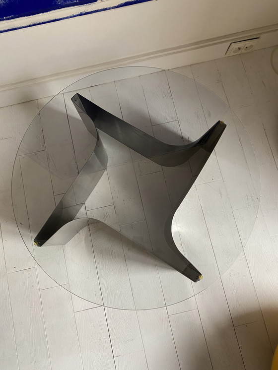 Image 1 of Round Aluminium And Glass Table Base