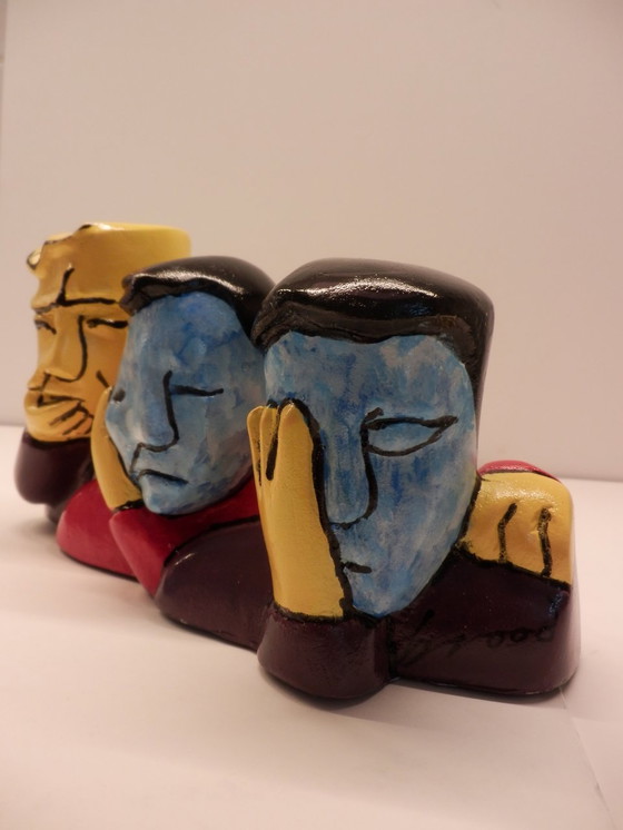 Image 1 of Sculpture de Herman Brood - Hear See and Speak No Evils--WIT CERTIFICATE !!!