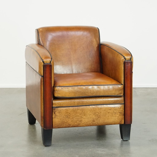 Sheep Leather Art Deco Design Armchair