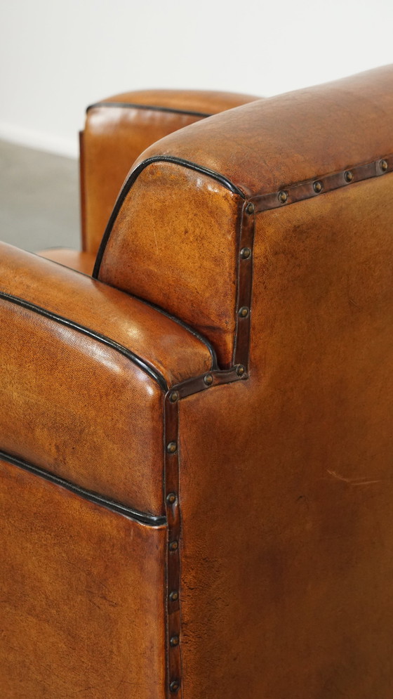 Image 1 of Sheep Leather Art Deco Design Armchair