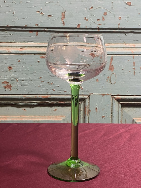 Image 1 of 8X Vintage Alsace Glasses With Grapes Engraving