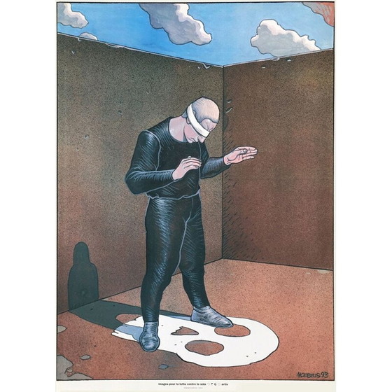 Image 1 of Vintage poster "facing death" by Moebius (Jean Giraud), 1993