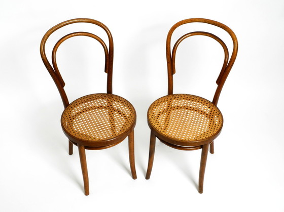 Image 1 of Two Original 1930S Coffee House Chairs Made Of Bentwood With Cane Weave By Zpm Radomsko Poland, A Former Thonet Factory