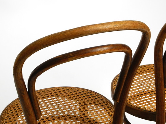 Image 1 of Two Original 1930S Coffee House Chairs Made Of Bentwood With Cane Weave By Zpm Radomsko Poland, A Former Thonet Factory