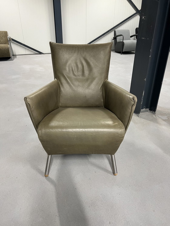 Image 1 of Label Cheo Armchair Bald Sprang Leather Green