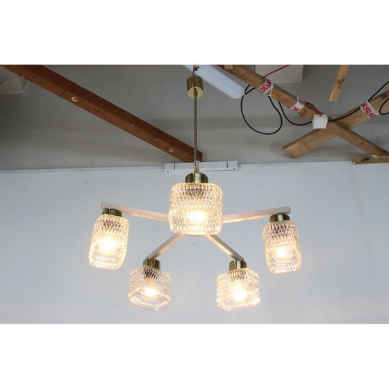 Image 1 of Lampadario in vetro vintage di Kamenicky Senov, Cecoslovacchia 1970