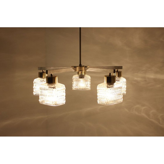 Image 1 of Lampadario in vetro vintage di Kamenicky Senov, Cecoslovacchia 1970