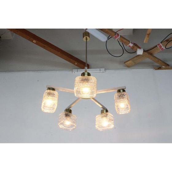 Image 1 of Lampadario in vetro vintage di Kamenicky Senov, Cecoslovacchia 1970