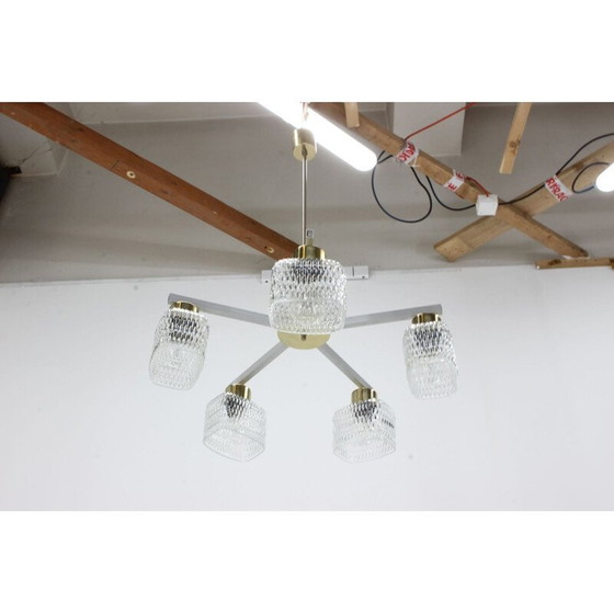 Image 1 of Lampadario in vetro vintage di Kamenicky Senov, Cecoslovacchia 1970