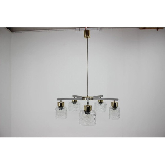 Image 1 of Lampadario in vetro vintage di Kamenicky Senov, Cecoslovacchia 1970