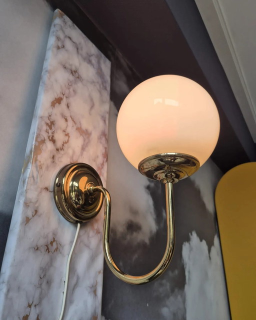 Brass Wall Lamp With Glass Globe