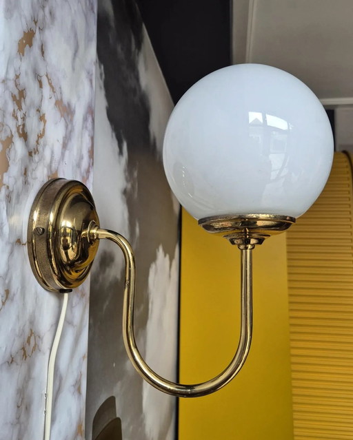 Brass Wall Lamp With Glass Globe