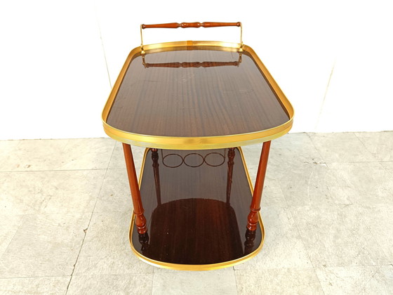 Image 1 of Neoclassical brass drinks trolley 1960s