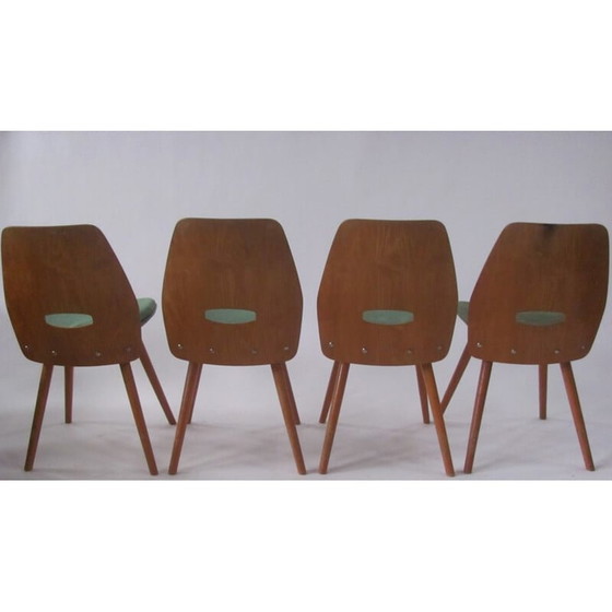 Image 1 of Set of 4 vintage Lollipop chairs in veneer by Fr. Jirák for Tatra, Czechoslovakia 1950s