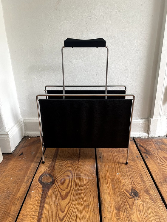 Image 1 of Industrial Design Magazine Rack Mid-Century Modern LP Magazine Rack by Erik Höglund 1960s