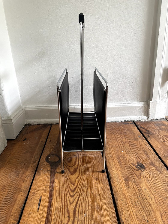 Image 1 of Industrial Design Magazine Rack Mid-Century Modern LP Magazine Rack by Erik Höglund 1960s