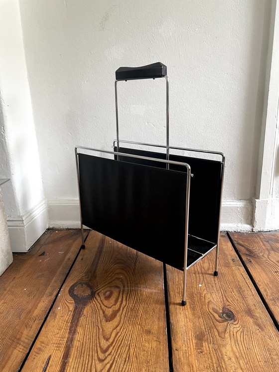 Image 1 of Industrial Design Magazine Rack Mid-Century Modern LP Magazine Rack by Erik Höglund 1960s