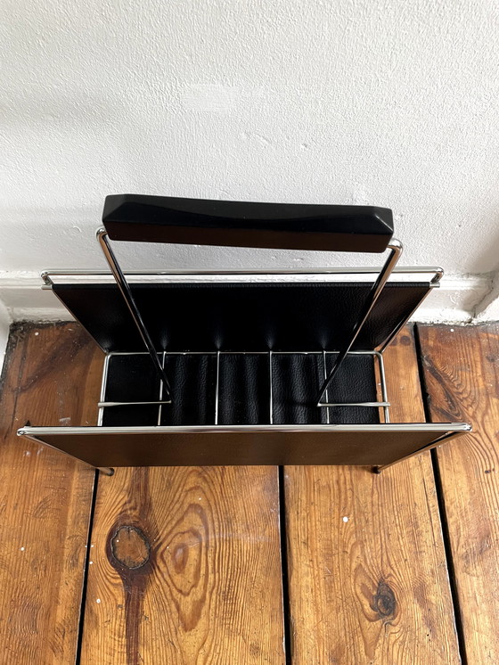 Image 1 of Industrial Design Magazine Rack Mid-Century Modern LP Magazine Rack by Erik Höglund 1960s