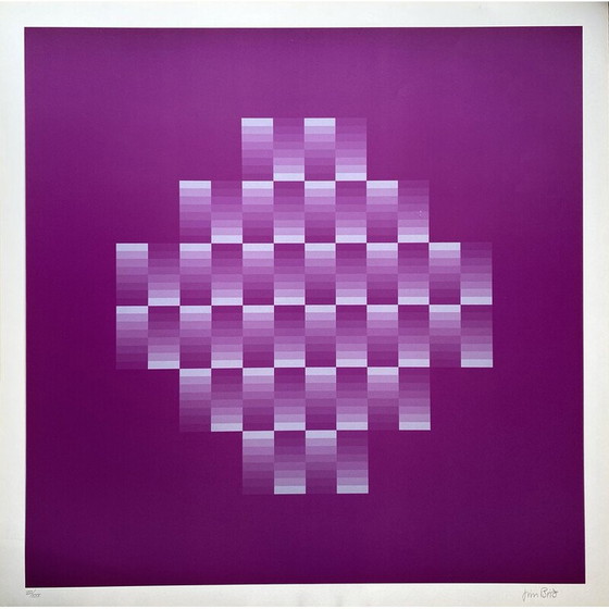 Image 1 of Fotolitografía antigua "Homenaje a Vasarely" de Jim Bird, 1970