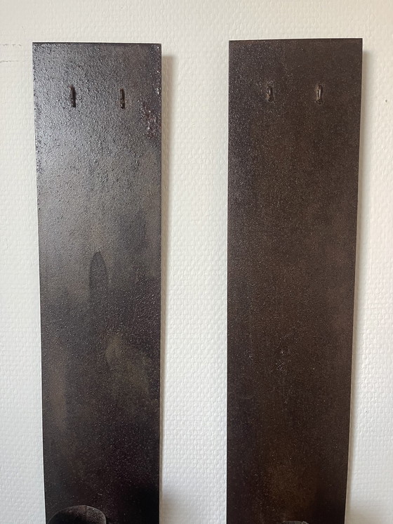 Image 1 of Set/ 2 Brutalist Metal Wall Candlesticks