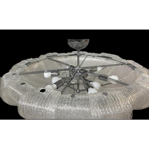 Contemporary Transparent Murano Glass Flush Mount-Chandelier