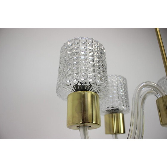 Image 1 of Vintage Art Deco all glass chandelier by Kamenicky Senov, Czechoslovakia 1960