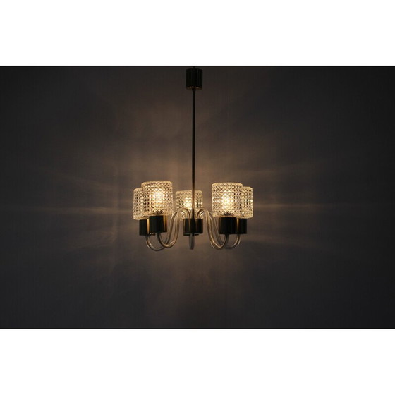 Image 1 of Vintage Art Deco all glass chandelier by Kamenicky Senov, Czechoslovakia 1960