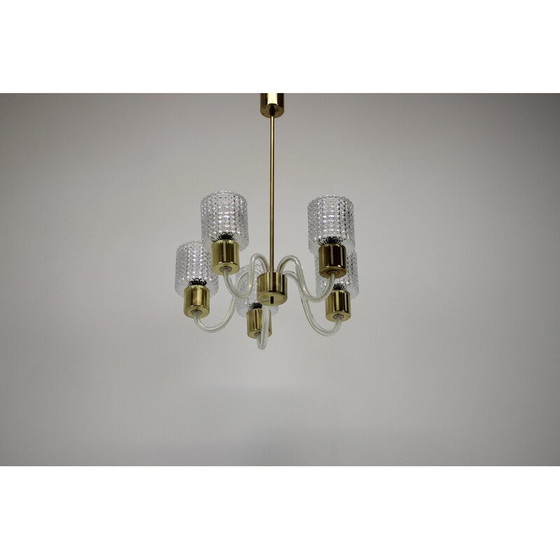 Image 1 of Vintage Art Deco all glass chandelier by Kamenicky Senov, Czechoslovakia 1960