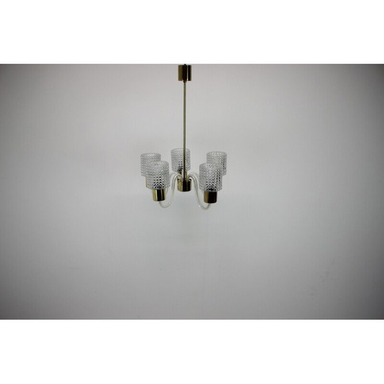 Image 1 of Vintage Art Deco all glass chandelier by Kamenicky Senov, Czechoslovakia 1960
