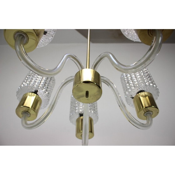 Image 1 of Vintage Art Deco all glass chandelier by Kamenicky Senov, Czechoslovakia 1960
