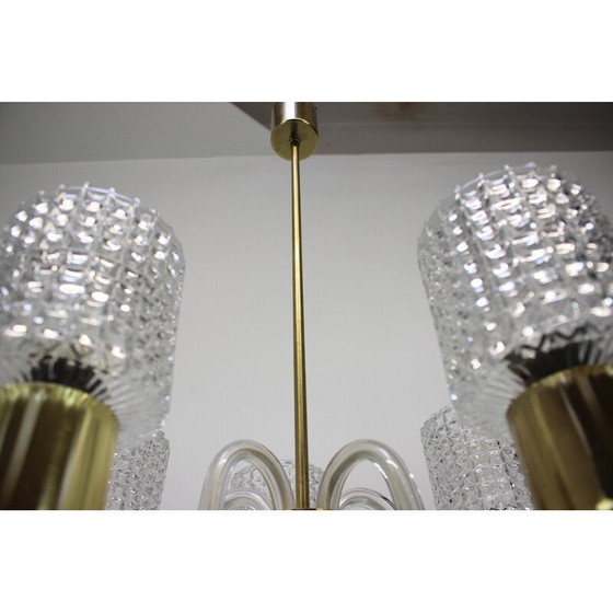 Image 1 of Vintage Art Deco all glass chandelier by Kamenicky Senov, Czechoslovakia 1960