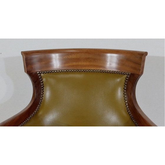 Image 1 of Vintage office armchair in solid mahogany and skai