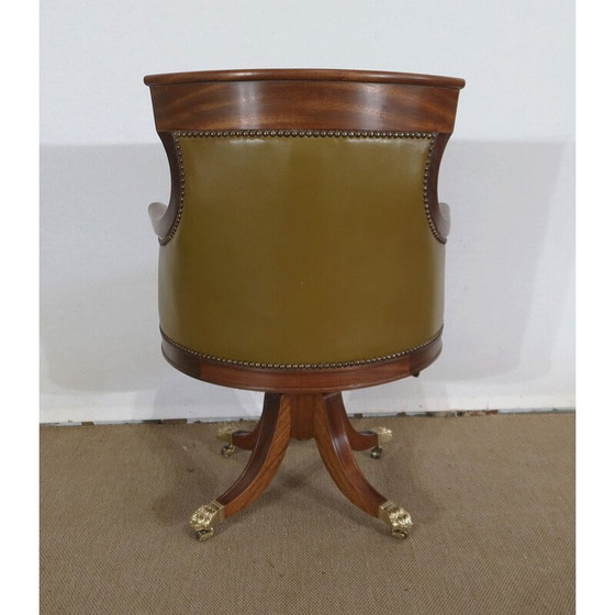 Image 1 of Vintage office armchair in solid mahogany and skai