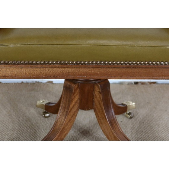 Image 1 of Vintage office armchair in solid mahogany and skai