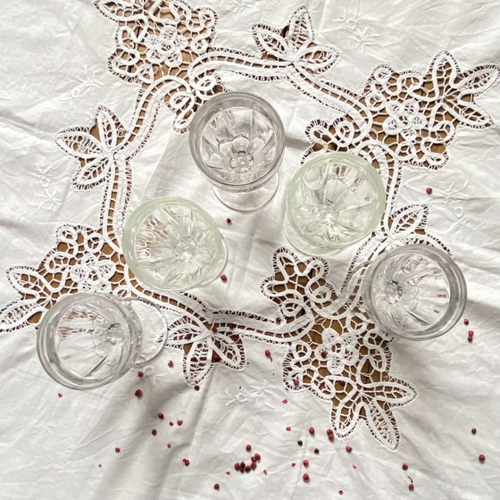 Image 1 of Juego de 5 copas de bistró francesas con facetas