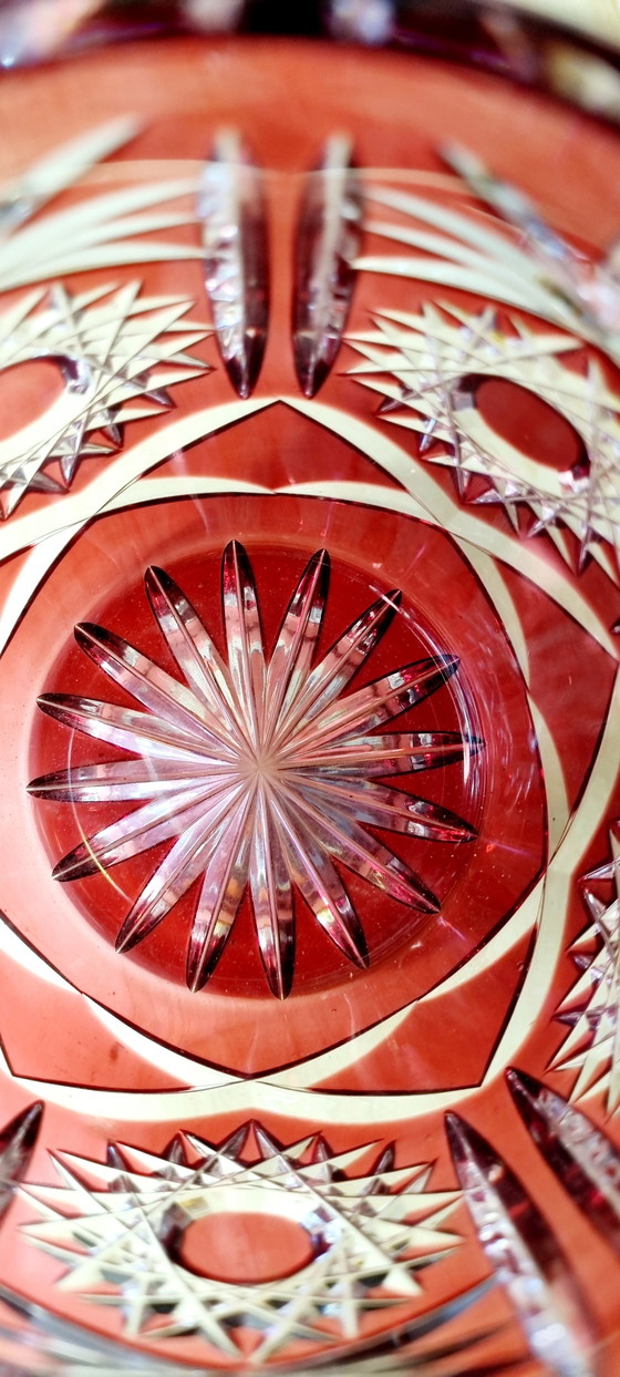 Image 1 of 3x Vaso vintage in vetro tagliato rosso