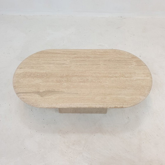 Image 1 of Tavolino da caffè vintage in travertino, Italia anni '80