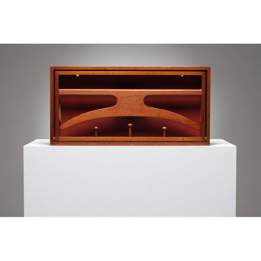 Vintage teak and lacquered wall safe by Adam Hoff and Paul Ostergaard for Virum Mobelsnidkeri, Denmark 1960