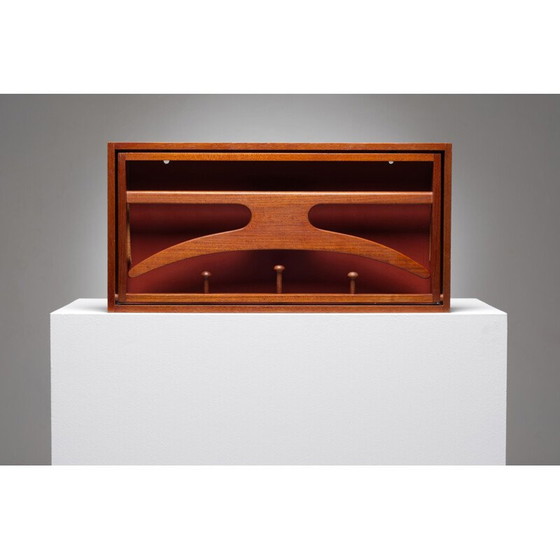 Image 1 of Vintage teak and lacquered wall safe by Adam Hoff and Paul Ostergaard for Virum Mobelsnidkeri, Denmark 1960